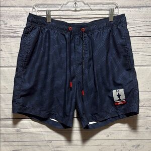 Prada X North Sails- Allover wave prints swim shorts navy blue